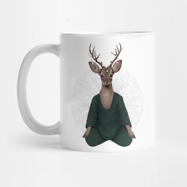 meditating deer - green by KindSpirits